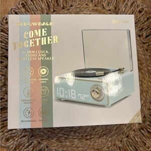 New Blue Alarm Clock Radio with Wireless Speaker